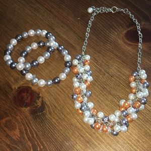 Matching pearl necklace and bracelets